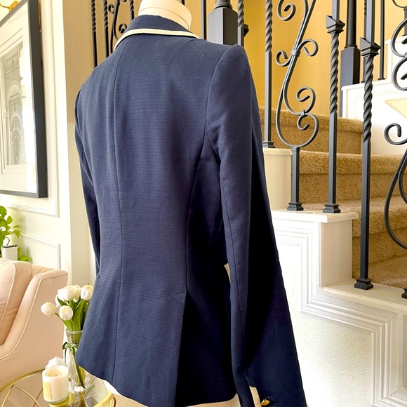 Banana Republic tipped blazer navy blue cream size 4 - Picture 2 of 4
